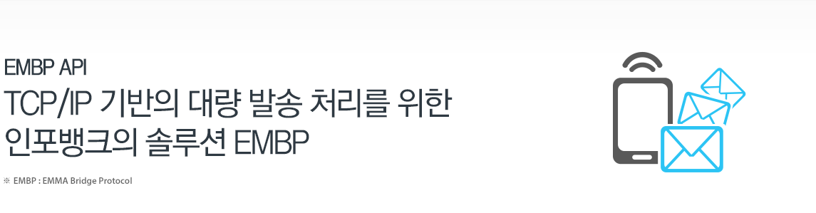 EMBP API - TCP/IP 기반의 대량 발송 처리를 위한 인포뱅크의 솔루션 EMBP(※ EMBP : EMma Bridge Protocol)